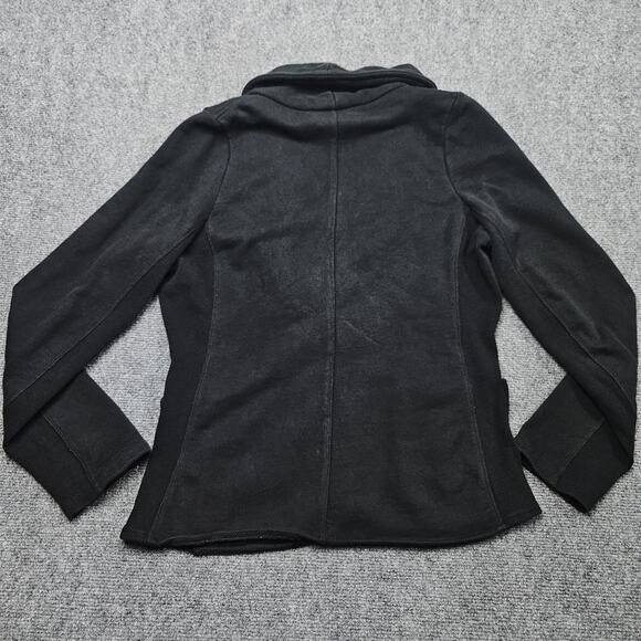 Raison D’Être Black Wool Blend Jacket Large Blazer Style 1 Button Chain Hanger - Picture 2 of 8